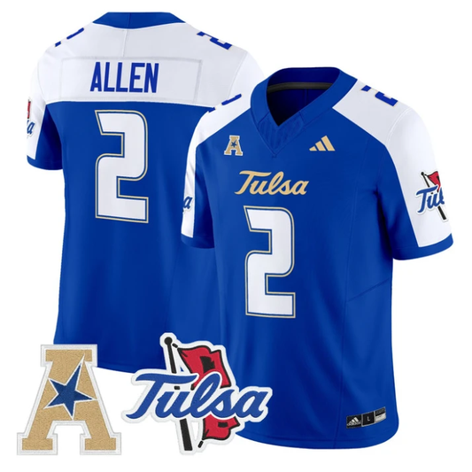 Ajay Allen Jersey #2 Tulsa Golden Hurricane 2025 Vapor Limited Stitched Royal Alter by My Store NCAA Football Jerseys