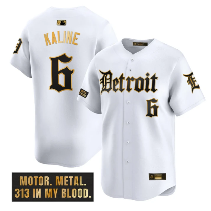 Al Kaline Jersey #6 Detroit Tigers Motor Gothic Edition Stitched White Gold by My Store