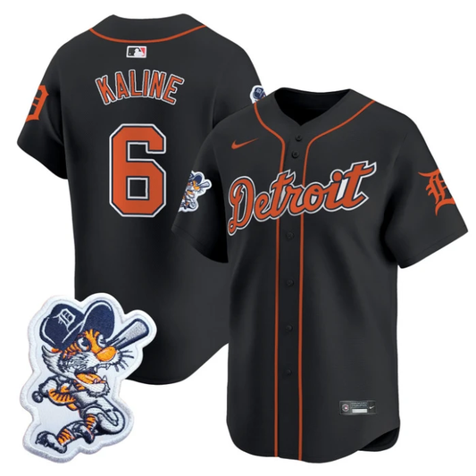 Al Kaline Jersey #6 Detroit Tigers Paws Patch Vapor Premier Limited Stitched Black by My Store