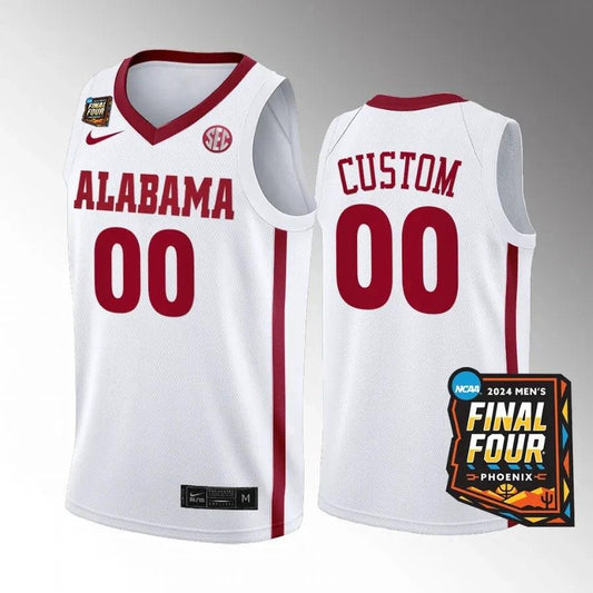 Alabama Crimson Tide Custom 2024 NCAA March Madness Final Four White Jersey by My store basketball