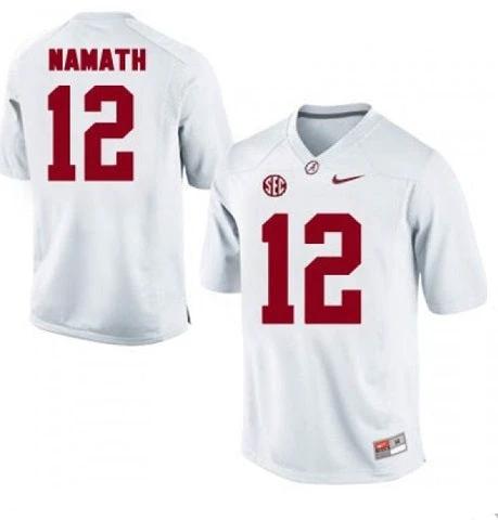 Alabama Crimson Tide #12 Joe Namath NCAA Football Jersey White by My Store