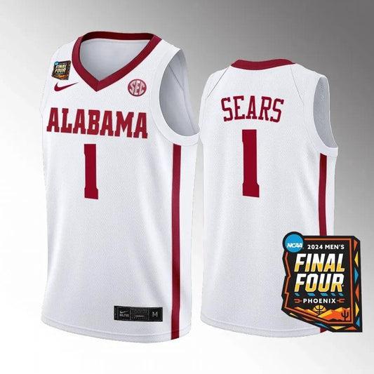 Alabama Crimson Tide #1 Mark Sears Jersey 2024 NCAA March Madness Final Four by My store basketball