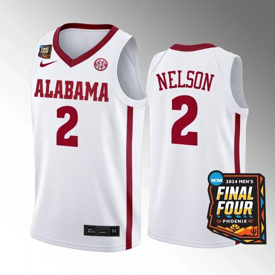 Alabama Crimson Tide #2 Grant Nelson Jersey 2024 NCAA March Madness Final Four by My store basketball