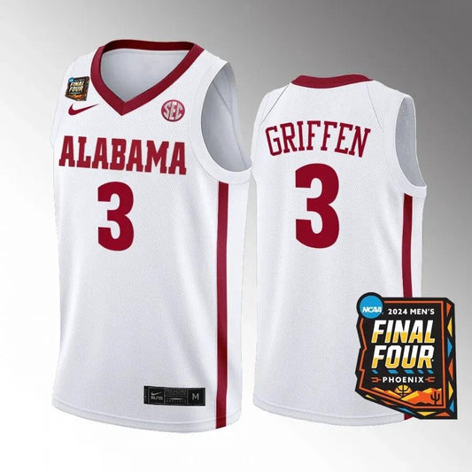 Alabama Crimson Tide #3 Rylan Griffen Jersey 2024 NCAA March Madness Final Four by My store basketball