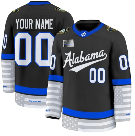 Alabama Police Black Custom Jersey - All Stitched by Hockey David