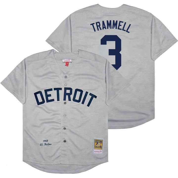 Alan Trammell Jersey #3 Detroit Tigers Throwback Cooperstown Stitched Gray by Baseball Jerseys 7