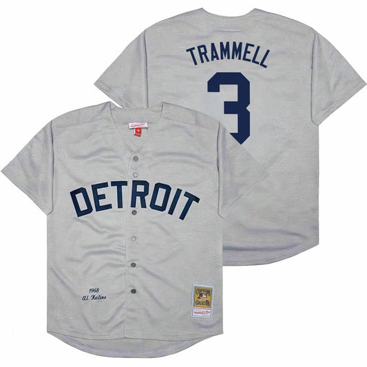 Alan Trammell Jersey #3 Detroit Tigers Throwback Cooperstown Stitched Gray by Baseball Jerseys 7