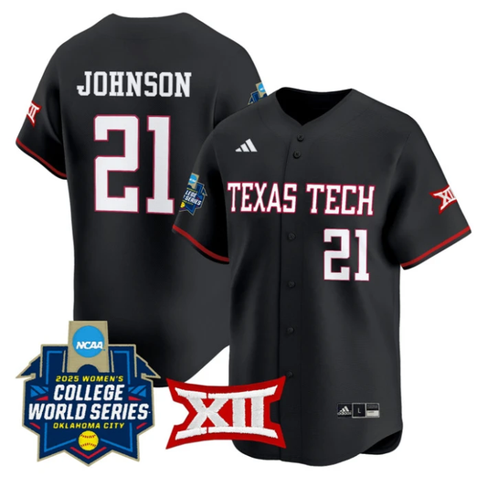 Alana Johnson Jersey #21 Texas Tech Softball 2025 World Series Stitched Black by My Store