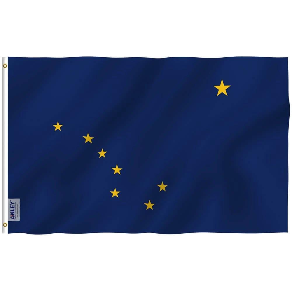 Alaska State Polyester Flag - Alaska AK Flag Polyester with Brass Grommets 3X5Ft Banner USA by flagsjustdoit