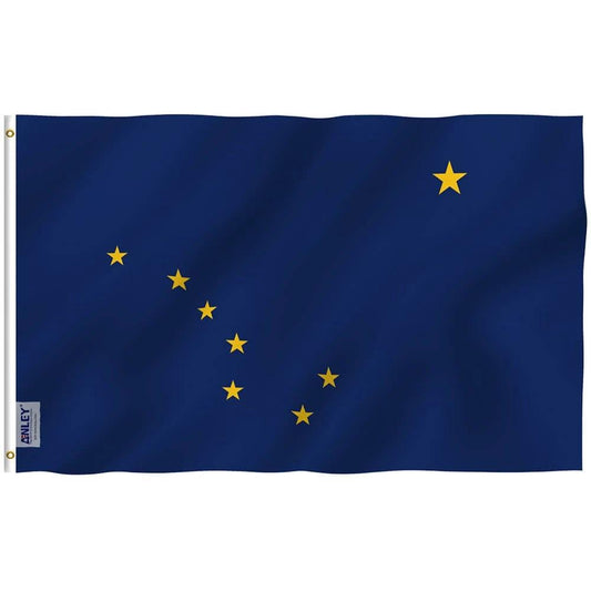 Alaska State Polyester Flag - Alaska AK Flag Polyester with Brass Grommets 3X5Ft Banner USA by flagsjustdoit