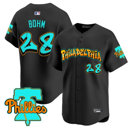 Alec Bohm Jersey #28 Philadelphia Phillies Graffiti Broad Street Edition Black by My Store