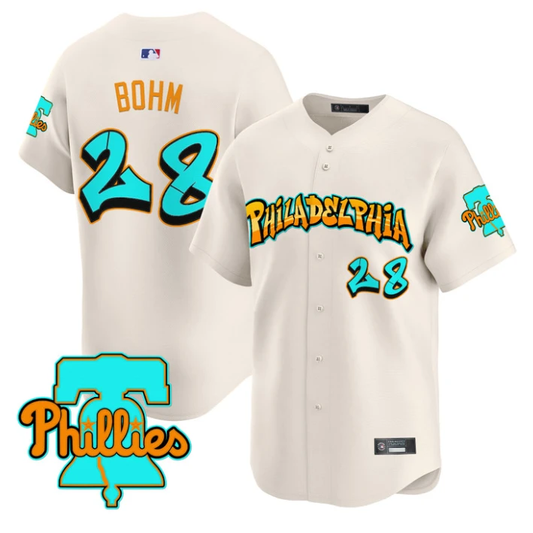 Alec Bohm Jersey #28 Philadelphia Phillies Graffiti Broad Street Edition Cream by My Store