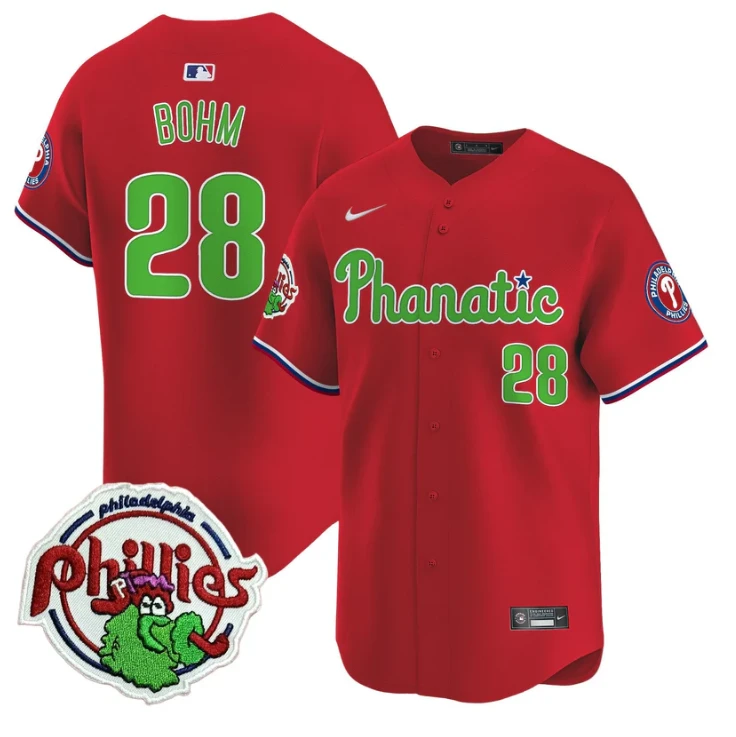 Alec Bohm Jersey #28 Phillies Phanatic Patch Vapor Premier Limited Stitched Red by My Store