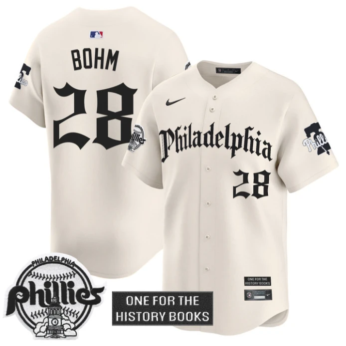 Alec Bohm Jersey #28 Phillies Retro Newspaper Edition Vapor Premier Limited Stitched Cream by My Store