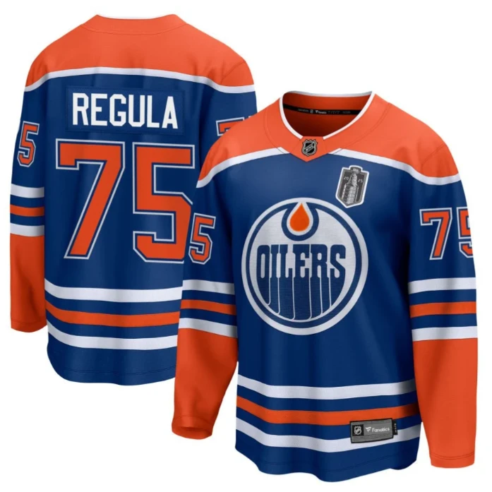 Alec Regula 75 Edmonton Oilers 2025 Stanley Cup Final Home Breakaway Men Jersey Royal by Hockey David