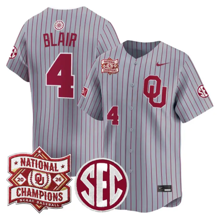Alec Blair Jersey #4 Oklahoma 2026 National Champions Patch Stitched by My Store