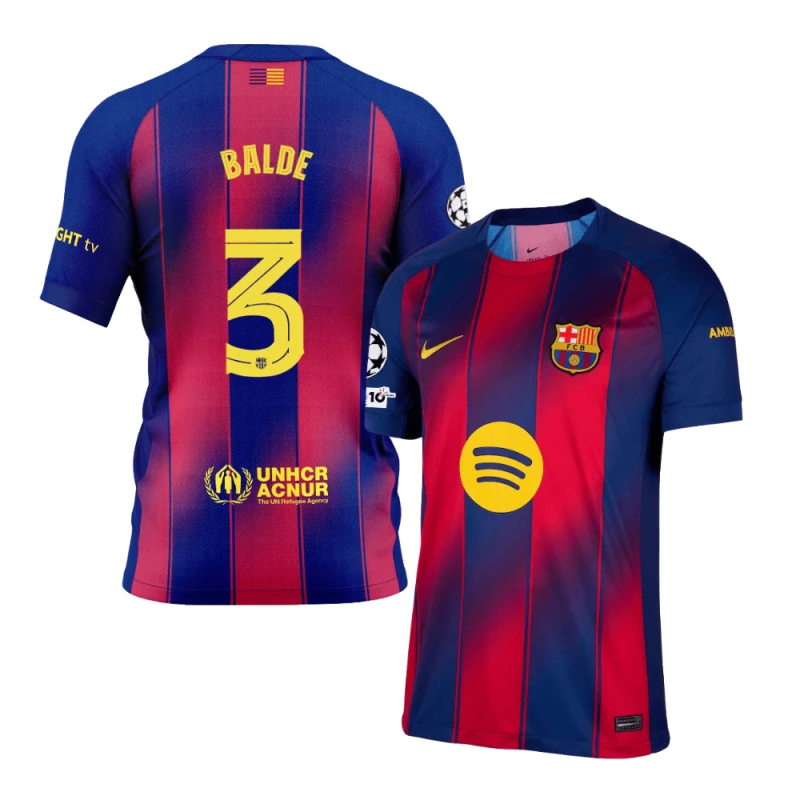 Alejandro Balde 3 Barcelona 2025-26 Home Jersey – Scarlet by Soccer Jersey