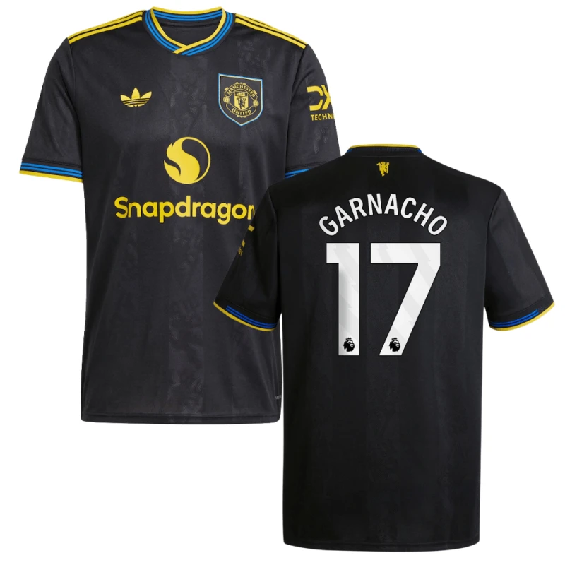 Alejandro Garnacho 17 Manchester United 2025-26 Third Match Jersey – Black by Soccer Jersey
