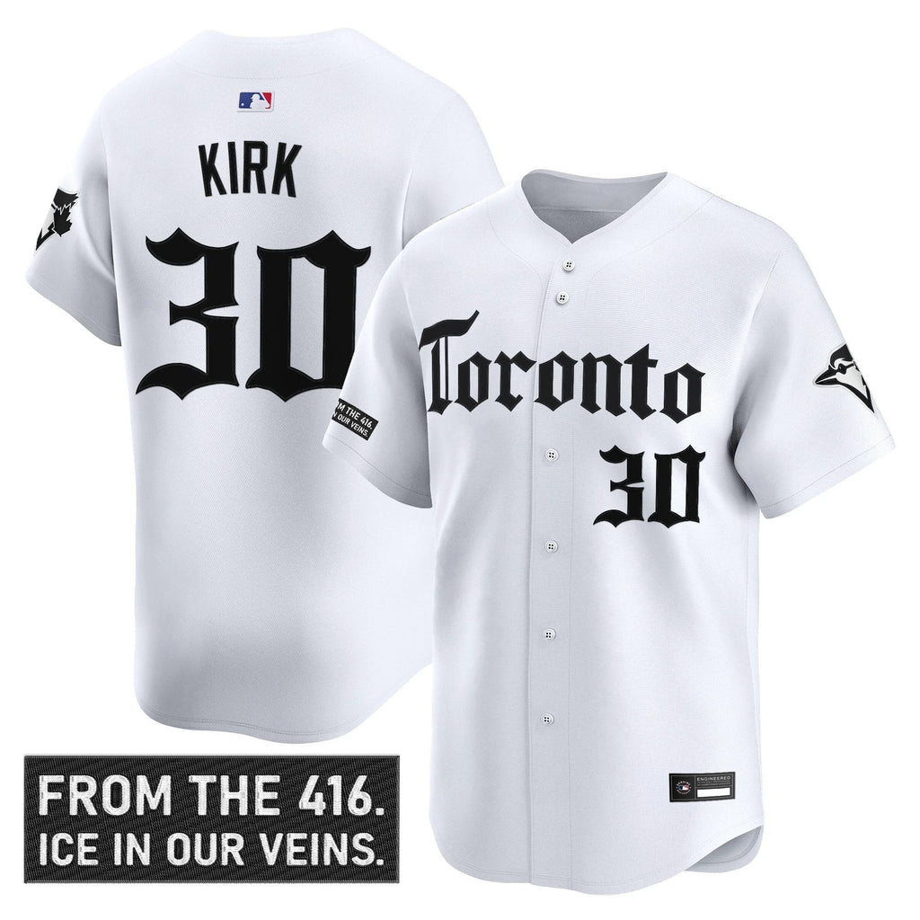 Alejandro Kirk Jersey #30 Toronto Blue Jays Gothic North Edition Stitched White by My Store