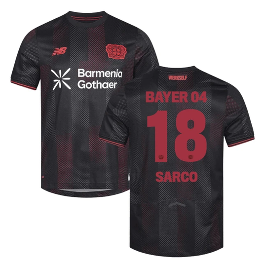 Alejo Sarco 18 Leverkusen 2025-26 Home Match Jersey – Black by Soccer Jersey