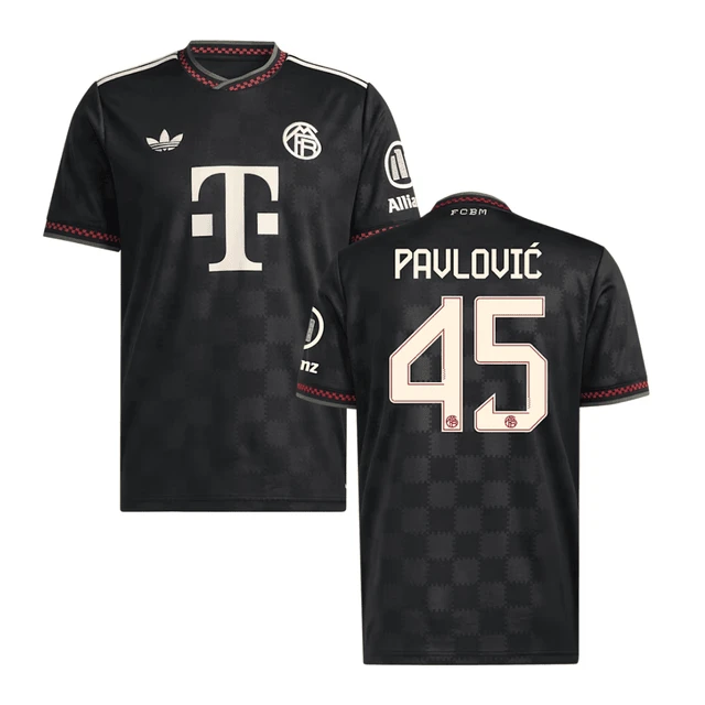 Aleksandar Pavlovic #45 Bayern Munich 2025-26 Third Men Jersey – Black by Soccer Jersey