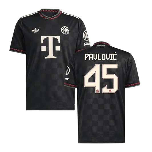 Aleksandar Pavlovic #45 Bayern Munich 2025-26 Third Men Jersey – Black by Soccer Jersey