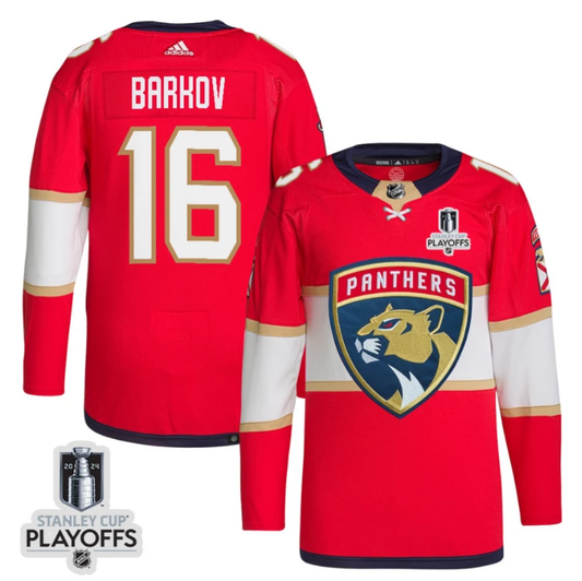 Aleksander Barkov 16 Florida Panthers 2024 NHL Playoffs Patch Home Jersey - Men, Red by Hockey David