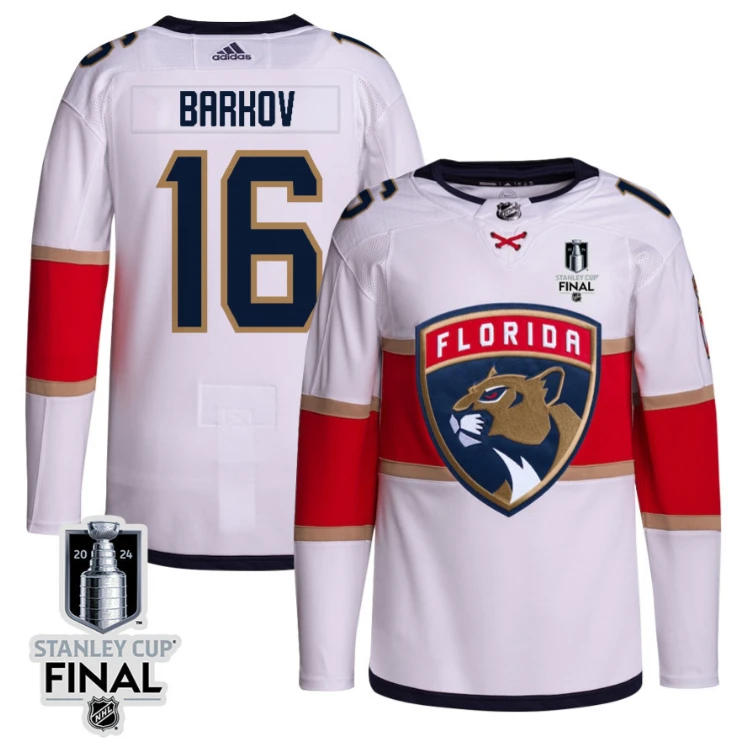 Aleksander Barkov 16 Florida Panthers 2024 STANLEY CUP Final Away Breakaway Jersey Men, White by Hockey David