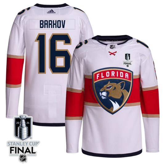 Aleksander Barkov 16 Florida Panthers 2024 STANLEY CUP Final Away Breakaway Jersey Men, White by Hockey David