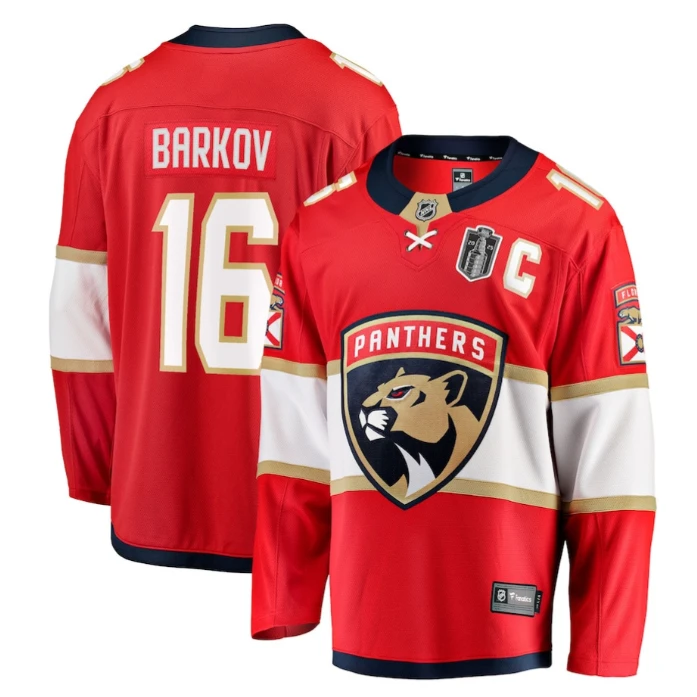 Aleksander Barkov 16 Florida Panthers 2025 Stanley Cup Final Home Breakaway Men Jersey Red by Hockey David