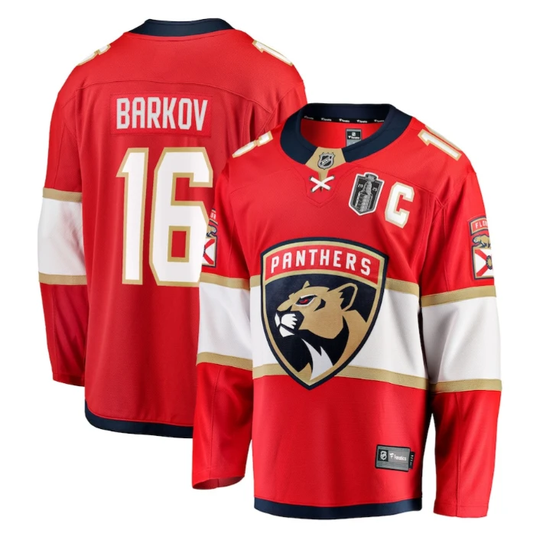 Aleksander Barkov 16 Florida Panthers 2025 Stanley Cup Final Home Breakaway Men Jersey Red by Hockey David