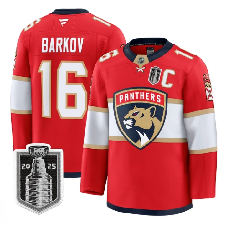 Aleksander Barkov Jersey #16 Florida Panthers 2025 Stanley Cup Final Red by Hockey David