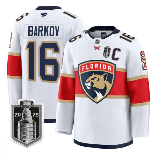 Aleksander Barkov Jersey #16 Florida Panthers 2025 Stanley Cup Final White by Hockey David