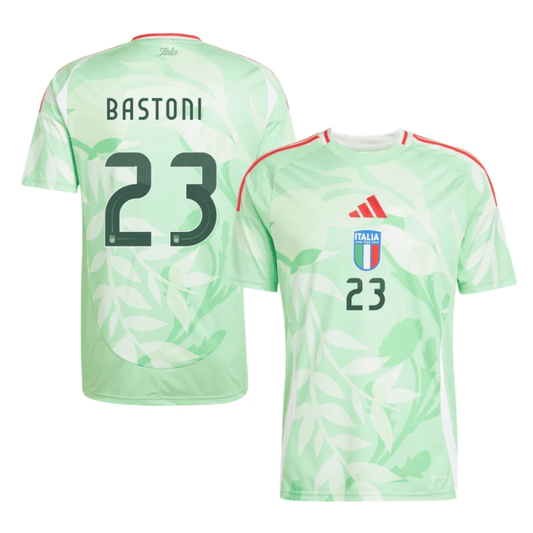 Alessandro Bastoni 23 Italy National Team 2025-26 Away Men Jersey – Green by Soccer Jersey