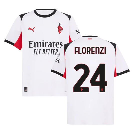 Alessandro Florenzi 24 AC Milan 2025-26 Away Men Jersey – White by Soccer Jersey