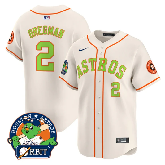 Alex Bregman Jersey #2 Astros Orbit Patch Vapor Premier Limited V2 Stitched Cream by My Store