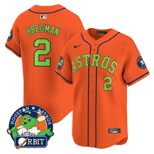 Alex Bregman Jersey #2 Astros Orbit Patch Vapor Premier Limited V2 Stitched Orange by My Store