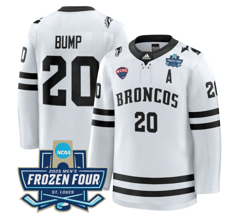 Alex Bump Jersey #20 Western Michigan Broncos 2025 Frozen Four Patch Stitched White by Hockey David