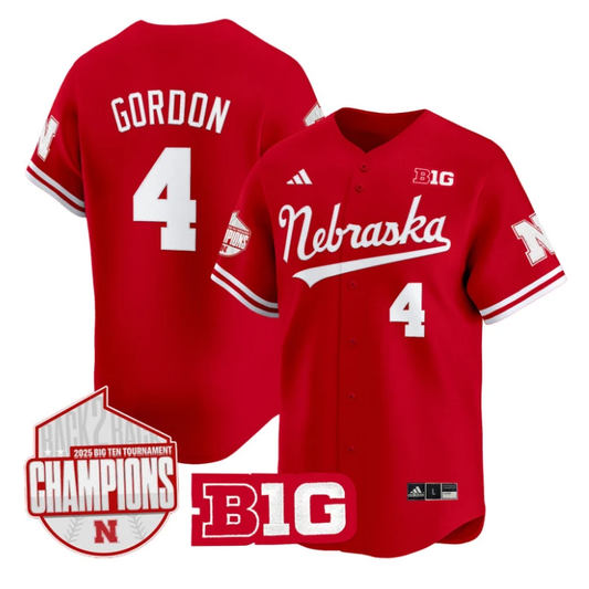 Alex Gordon Jersey #4 Nebraska Huskers Back 2 Back Champions Patch Vapor Stitched Scarlet by My Store