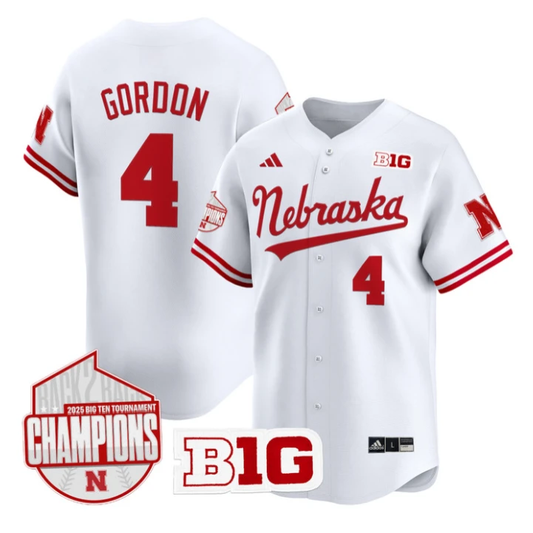 Alex Gordon Jersey #4 Nebraska Huskers Back 2 Back Champions Patch Vapor Stitched White by My Store