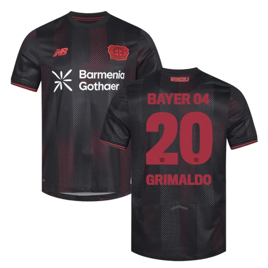Alex Grimaldo 20 Leverkusen 2025-26 Home Match Jersey – Black by Soccer Jersey