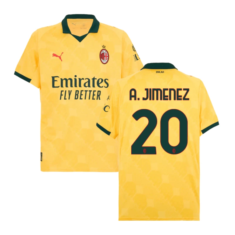 Alex Jimenez #20 AC Milan 2025-26 Third Men Jersey – Yellow by Soccer Jersey