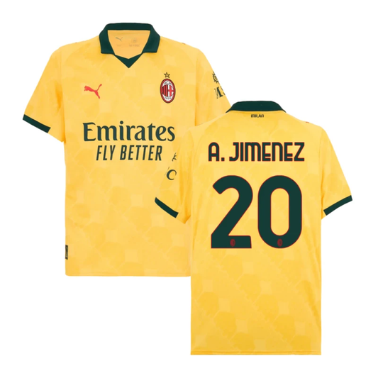 Alex Jimenez #20 AC Milan 2025-26 Third Men Jersey – Yellow by Soccer Jersey