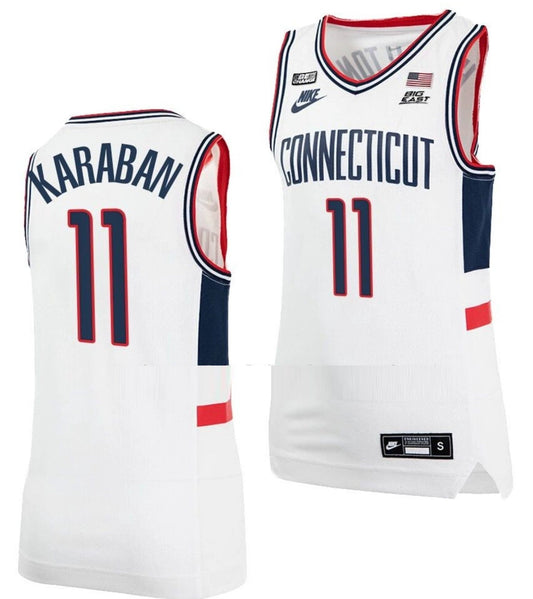 Alex Karaban Jersey UConn Huskies College Basketball Alumni White #11 by My store basketball