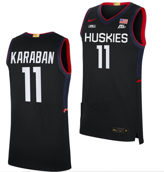 Alex Karaban Jersey UConn Huskies College Basketball Limited Black #11 by My store basketball