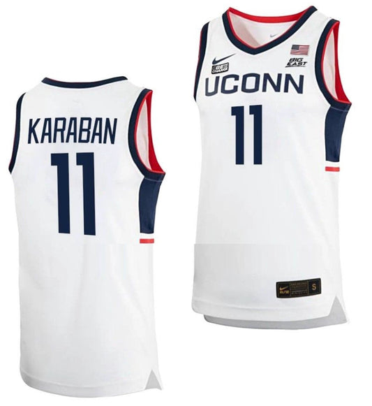 Alex Karaban Jersey UConn Huskies College Basketball White Replica #11 by My store basketball