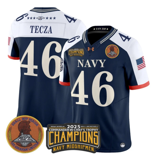 Alex Tecza Jersey #46 Navy Midshipmen 2025 Trophy Champions Stitched Navy Alternate by My Store NCAA Football Jerseys