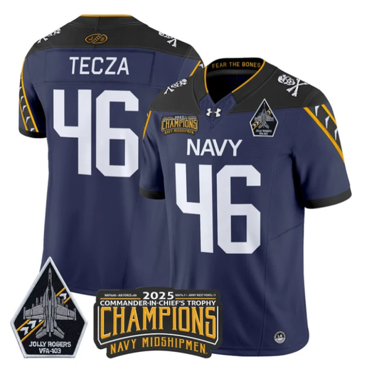 Alex Tecza Jersey #46 Navy Midshipmen Jolly Rogers 2025 Trophy Stitched Navy by My Store NCAA Football Jerseys