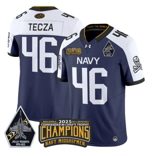 Alex Tecza Jersey #46 Navy Midshipmen Jolly Rogers 2025 Trophy Stitched Navy Alternate by My Store NCAA Football Jerseys