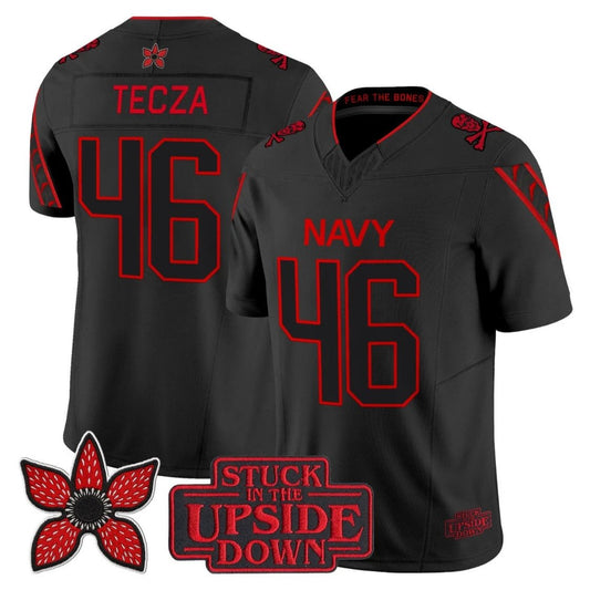 Alex Tecza Jersey #46 Navy Midshipmen Stranger Things x Jolly Roger Stitched by NCAA Football Jersey